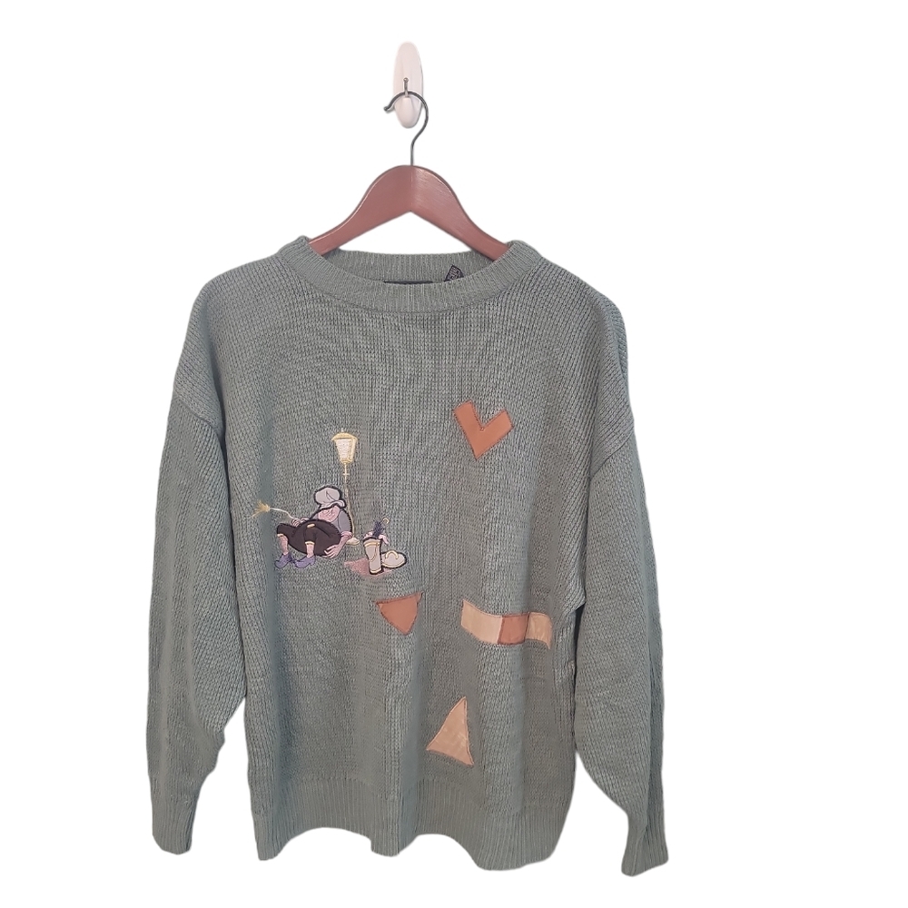 Vintage Pagliano Mens Whacky Cartoon‎ Embroidered Grandpa Sweater Size L